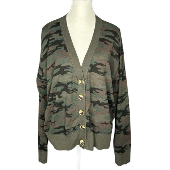 Sanctuary Women's Green CAMO Lets Hang Designer Knit‎ Cardigan Sweater XL/C49 - Picture 1 of 12
